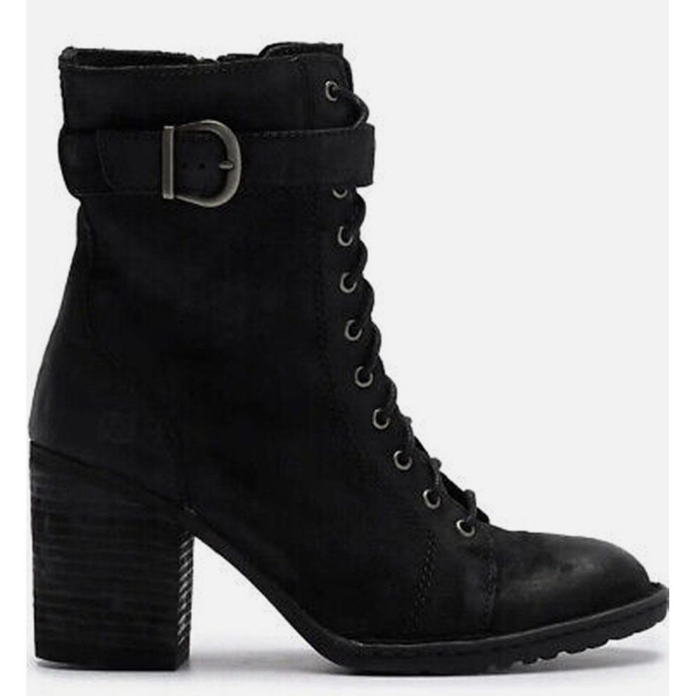 New! Born Cass Block Heel Bootie Combat Suede Moto Biker Boot Size 10 DD370